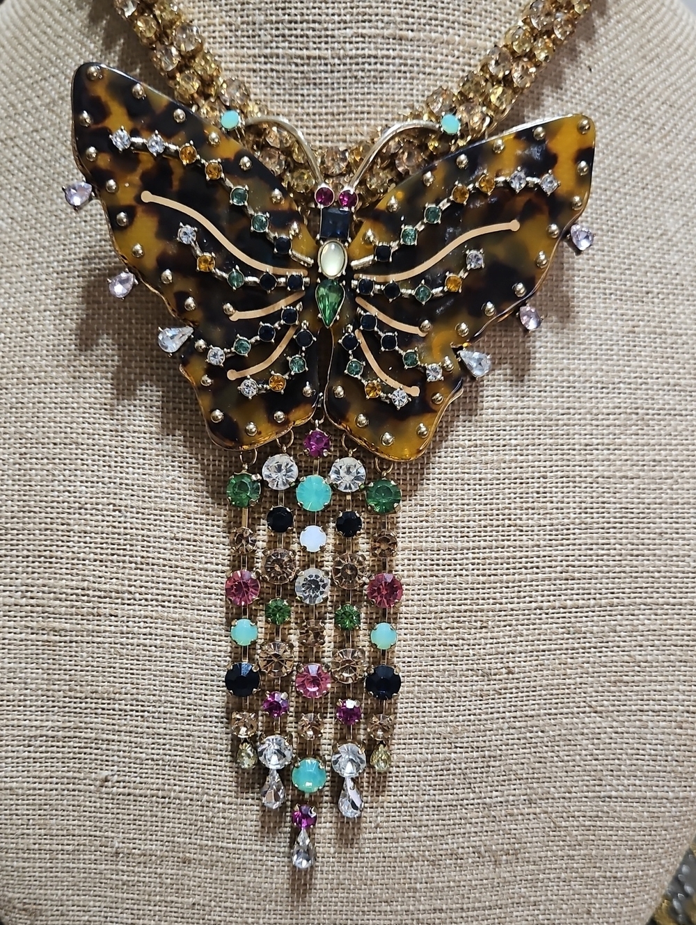 Betsy Johnson Tortify Multicolor Butterfly Pendant Statement Necklace